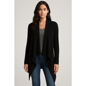 Vince Women’s 100% Cashmere Open Front Drape Cardigan Sweater Black Sz S Luxury